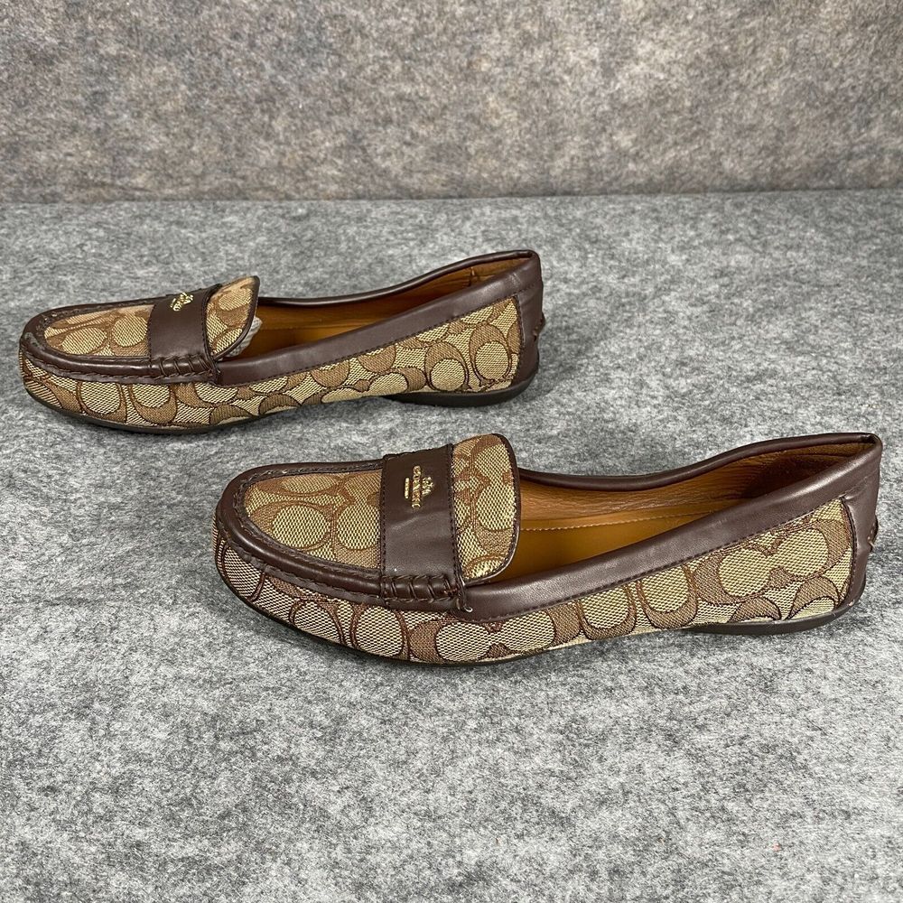 Coach Odette‎ Women Loafer Shoes Brown Monogram Size 7.5 B